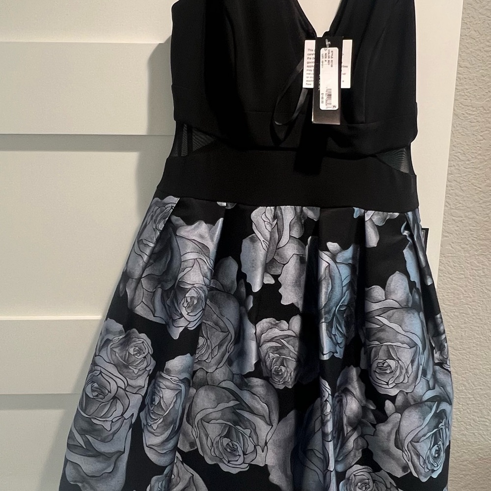 Elegant Black and Gray Floral Kids Dress